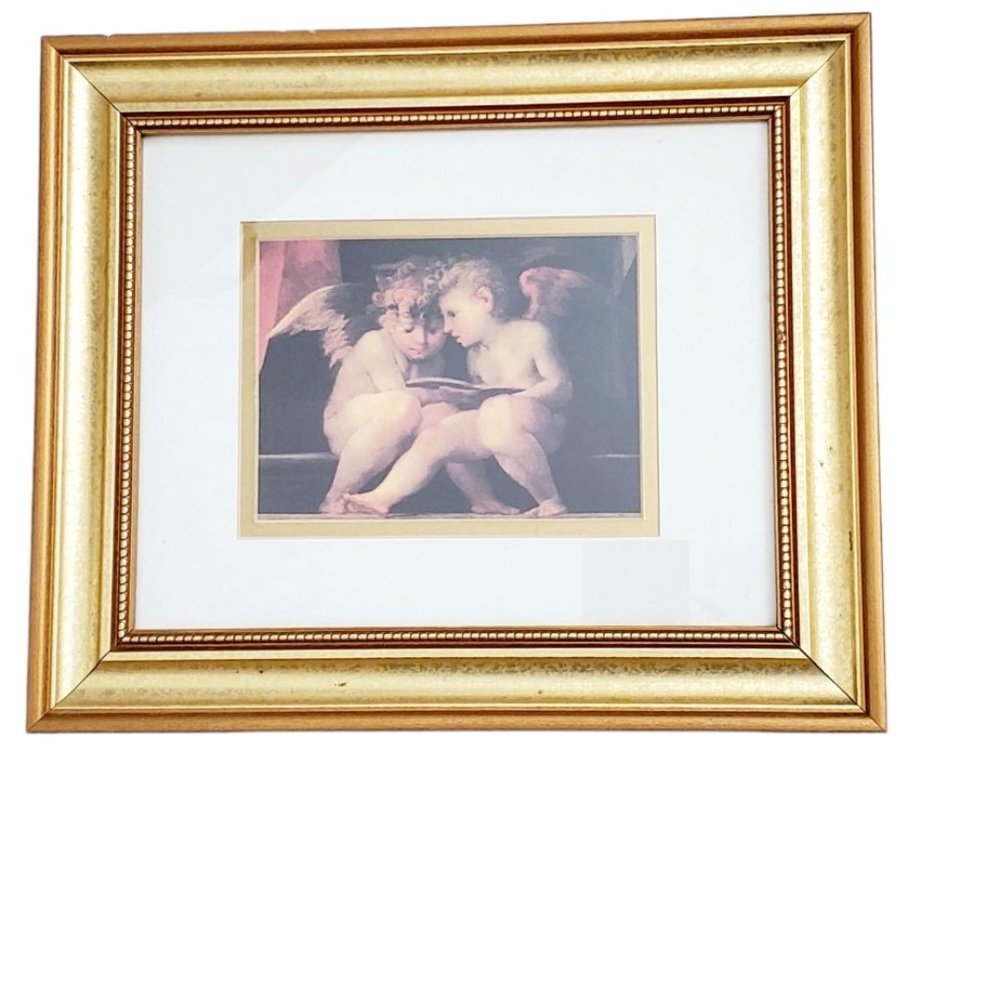 Antique Gold Finished Frame with Male & Female Angel/Cherub Print